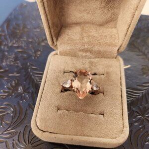 JTV Rose Gold Pear shaped Peachy Morganite Simulate Ring Size 7